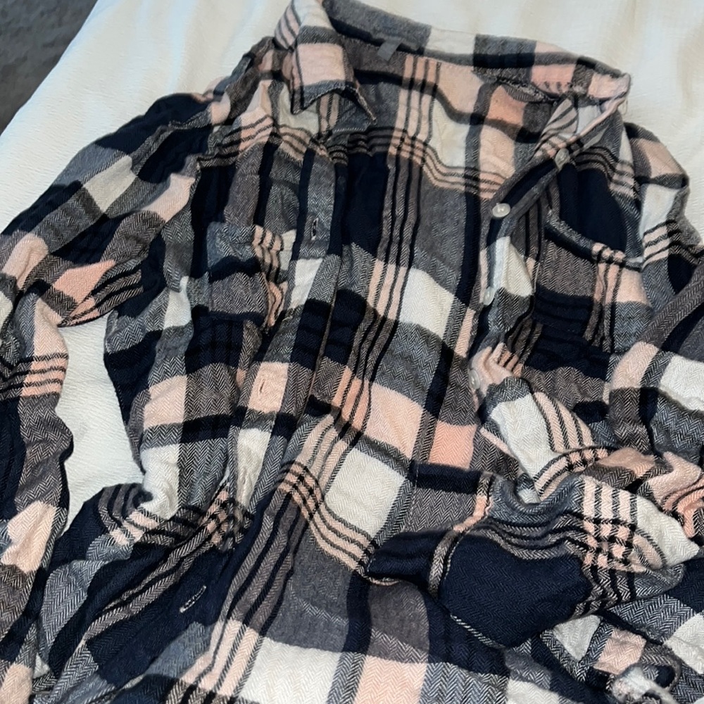 navy blue and pink flannel